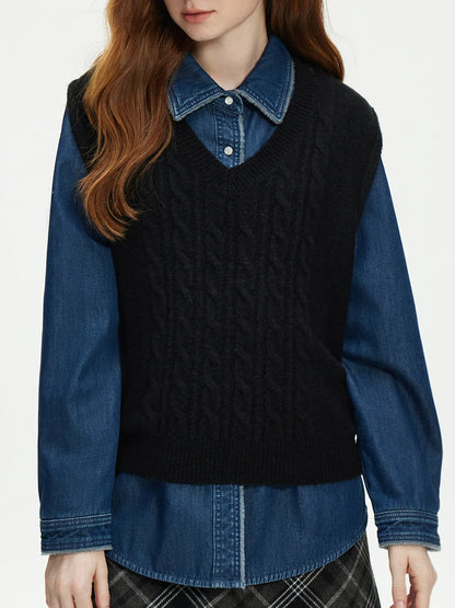 Saviig Autumn Winter Knitted Vest - 2024 New Design V-neck Sleeveless Casual Vest