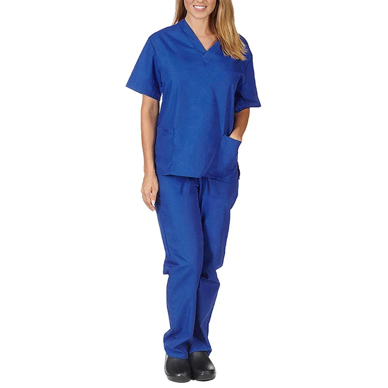Saviig V-Neck Nurse Uniform Set - Short Sleeve Hospital Workwear