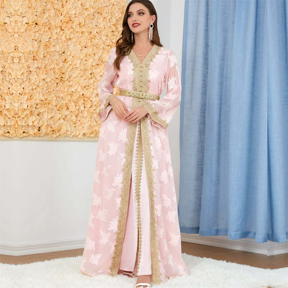 Moroccan Kaftan Dress Set for Women by Saviig: Elegant Islamic Attire for Eid & Parties