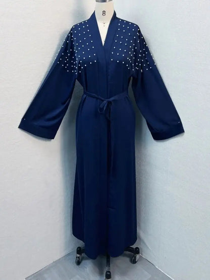 Saviig Ramadan Eid Open Abaya Luxury Muslim Modest Kimono Robe Femme