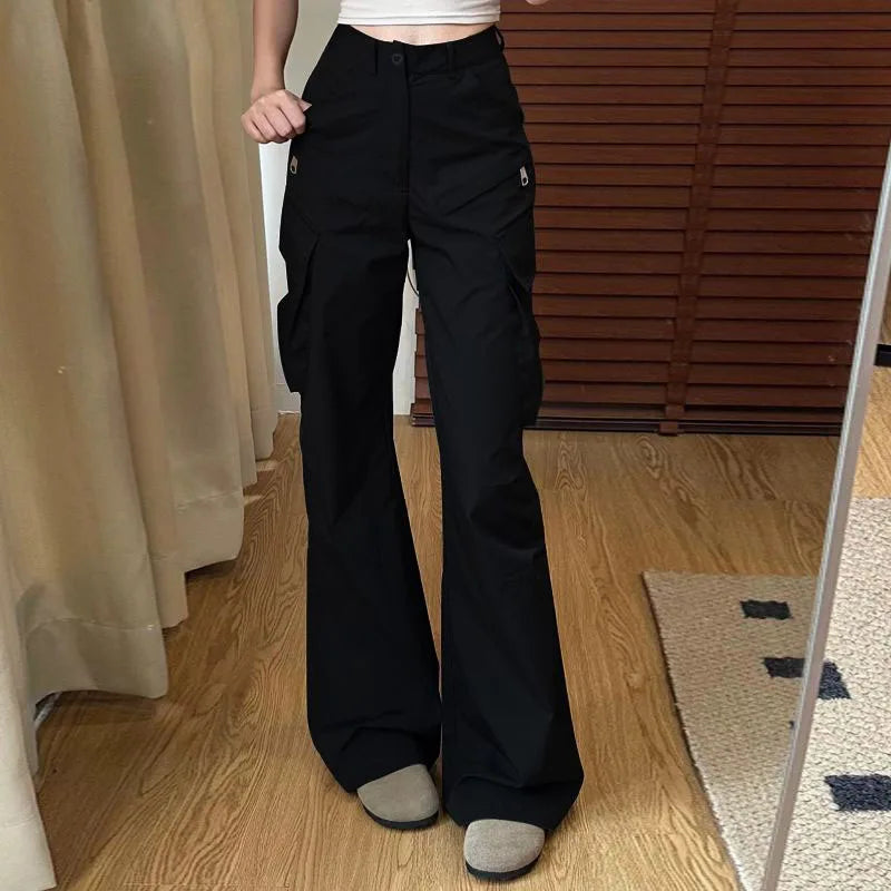 Saviig Summer Cargo Pants - High Waist Wide Leg Streetwear Trousers