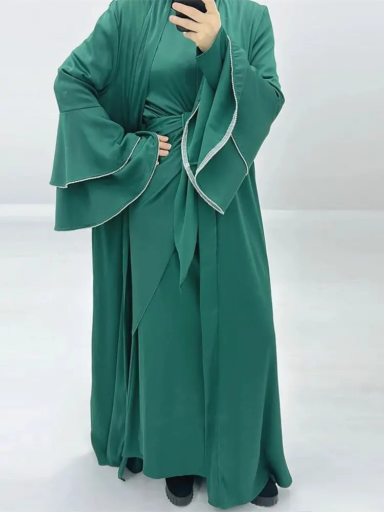 Saviig Ramadan Eid Abaya Set with Hijab & Kimono for Muslim Women