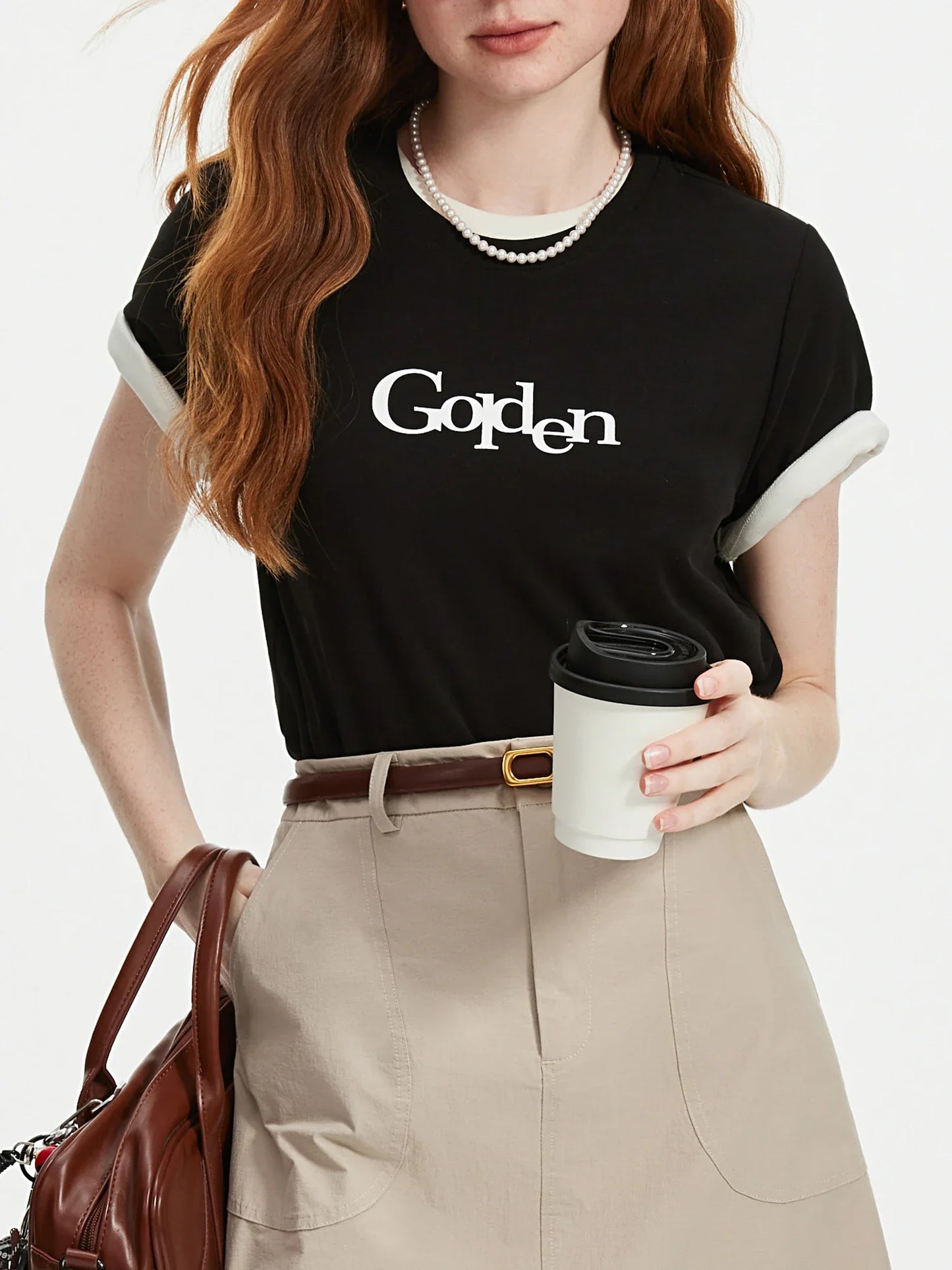 Saviig Printed Office Lady Shoulder T-shirt: 2024 Autumn Collection
