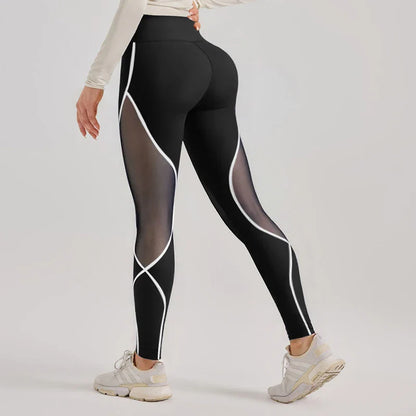 Saviig Color Block Mesh High Waisted Gym Leggings for Women