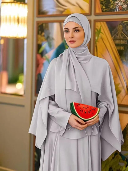 Saviig Dubai 2-Piece Abaya Set for Women, Modest Muslim Prayer Shawl Dress