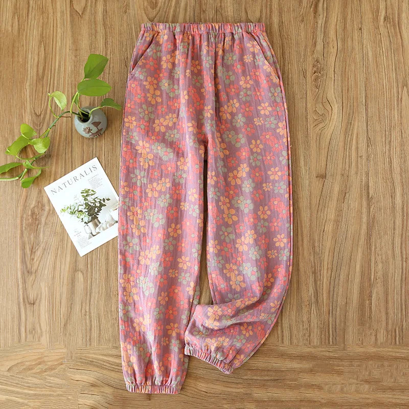Saviig Cotton Jacquard Flower Print Sleep Pants