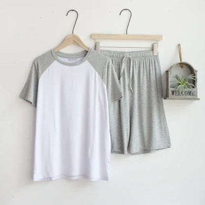 Saviig Men's Summer Pajama Set: Thin Short Sleeve Shorts, Versatile for Sports and Home