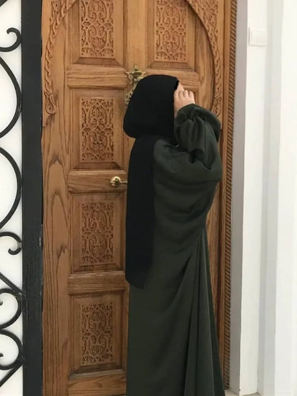 Saviig Summer Muslim Puff Sleeve Abaya Dress Elegant Modest Morocco Dubai Eid Party Dress