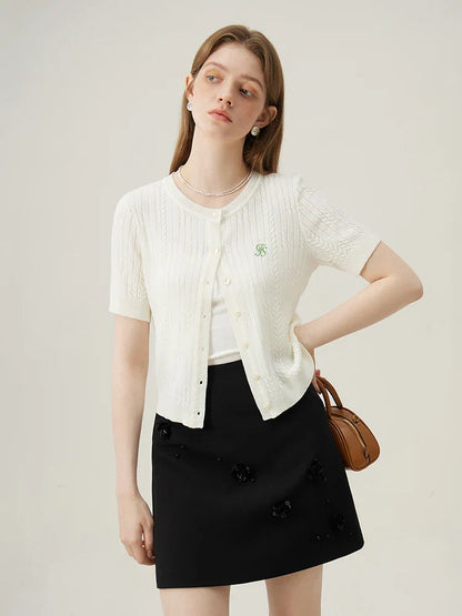 Saviig Summer Knit Cardigan: 2024 Dry Linen Light Top Female