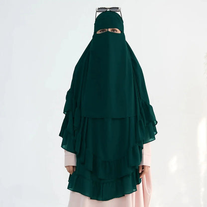 Saviig Chiffon Niqab with Nose String, Face Cover for Muslim Women