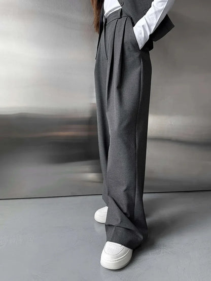 Saviig Wide Leg High Waist Suit Pants - New Season Office Lady Chic Trousers