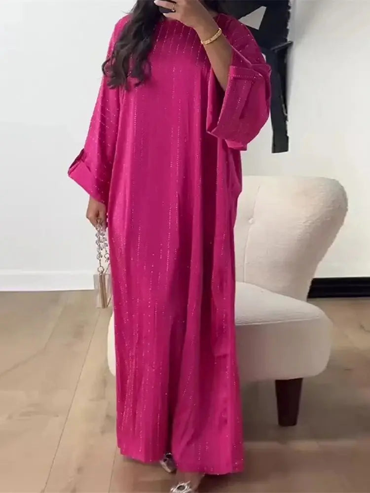 Saviig Ramadan Eid Shimmer Abaya Kaftan Modest Dress | Muslim Women's Prayer Robe