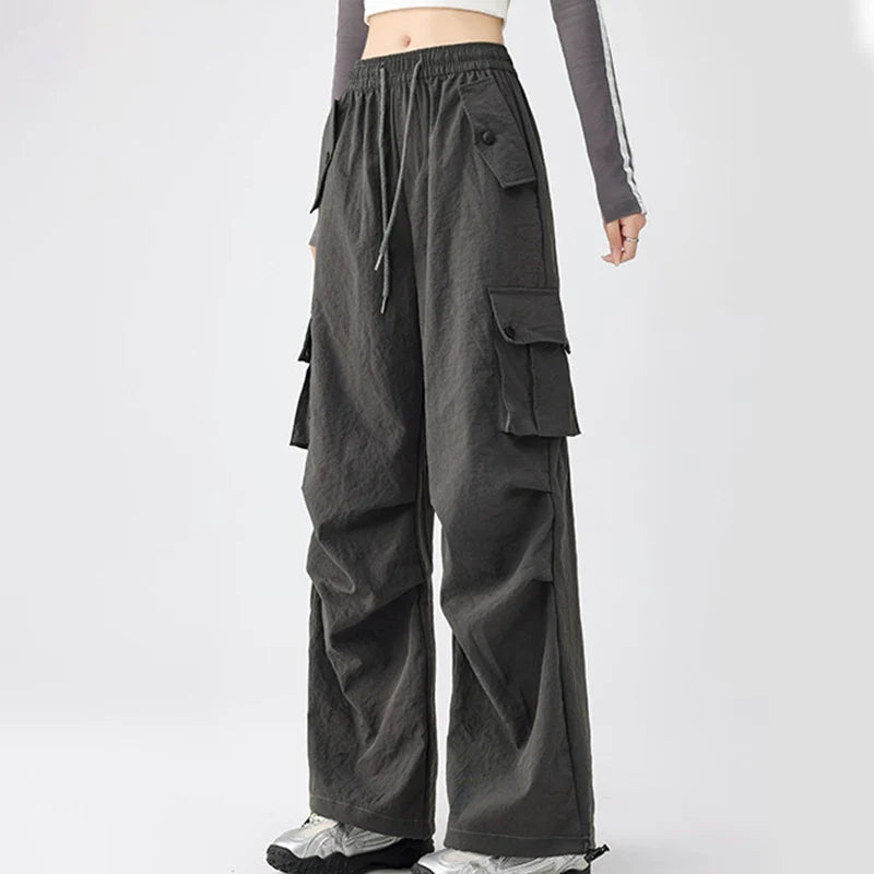 Saviig Cargo Pants Women 2025 | Trendy Elastic Waist Wide Leg Sporty Hiking Pants