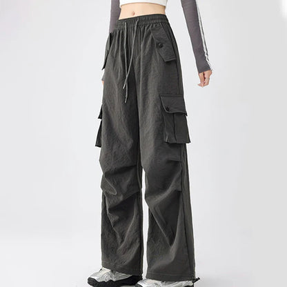 Saviig Cargo Pants Women 2025 | Trendy Elastic Waist Wide Leg Sporty Hiking Pants