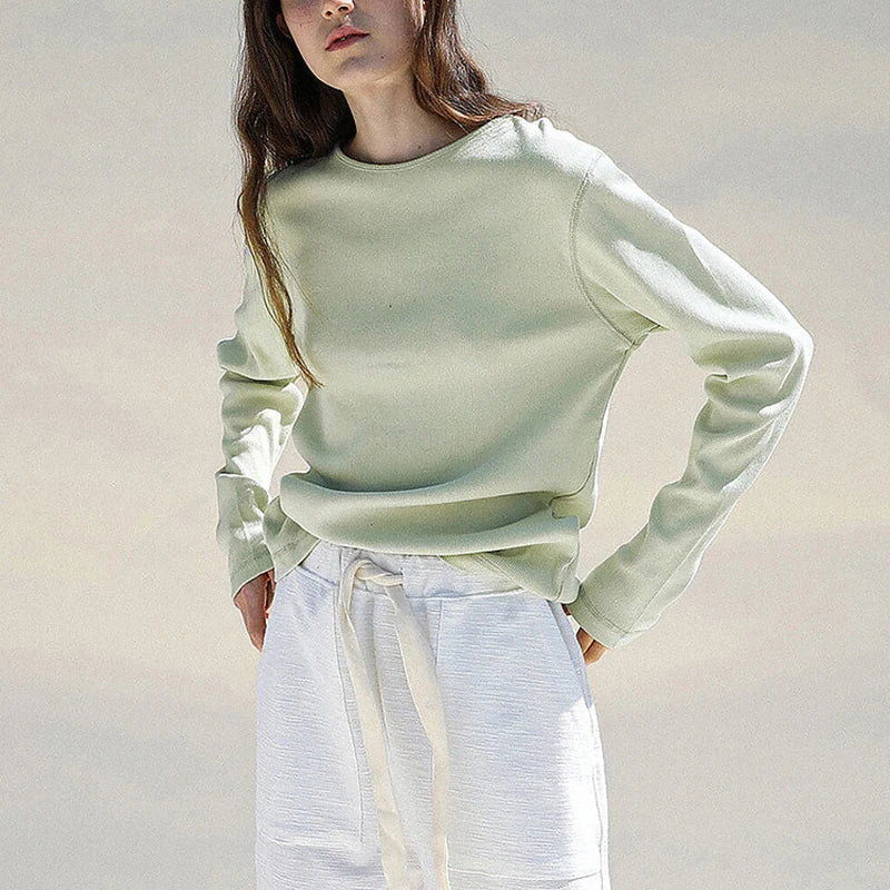 Saviig Solid Long Sleeve Cotton Tshirt for Women