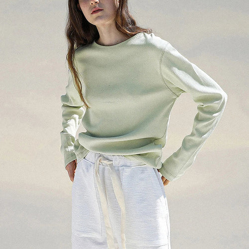 Saviig Solid Long Sleeve Cotton Tshirt for Women