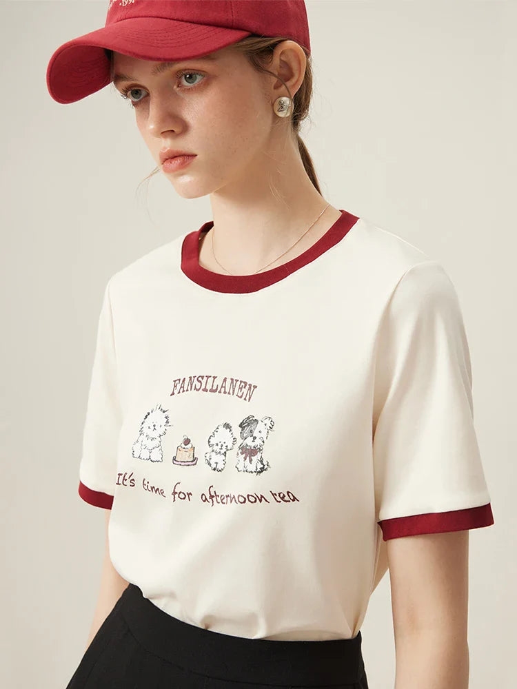 Saviig 100% Cotton Short Sleeve Women's O-Neck T-shirt - Spring 2024 Collection