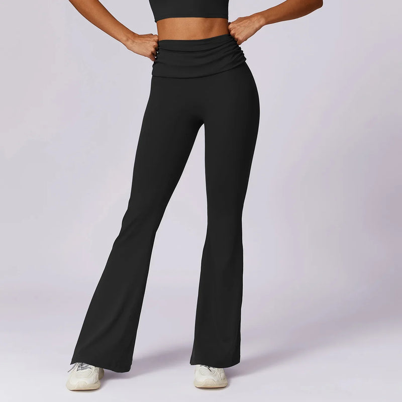 Saviig Wide Leg High Waist Yoga Pants - Hip Lifting Bell-bottoms