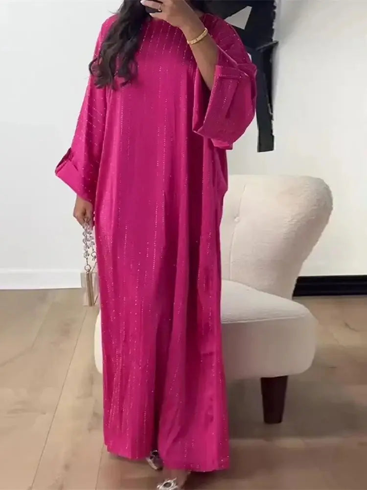 Saviig Ramadan Eid Shimmer Abaya Kaftan Modest Dress | Muslim Women's Prayer Robe