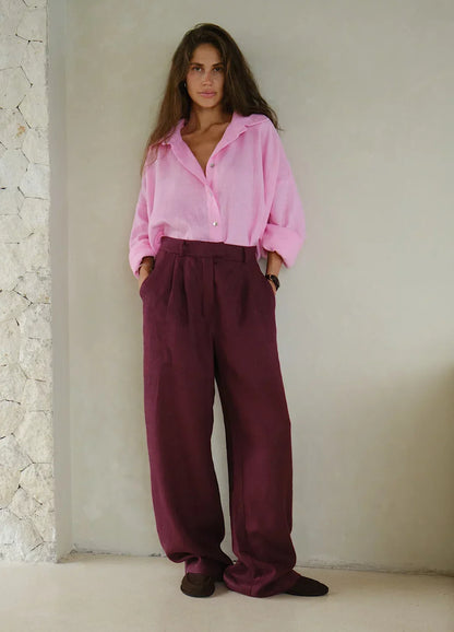 Saviig Straight Leg High Waist Pants for Stylish Office Look