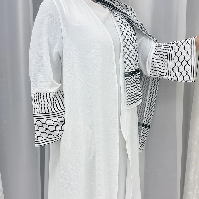 Saviig Eid Embroidered Kimono Cardigan Abaya for Muslim Women