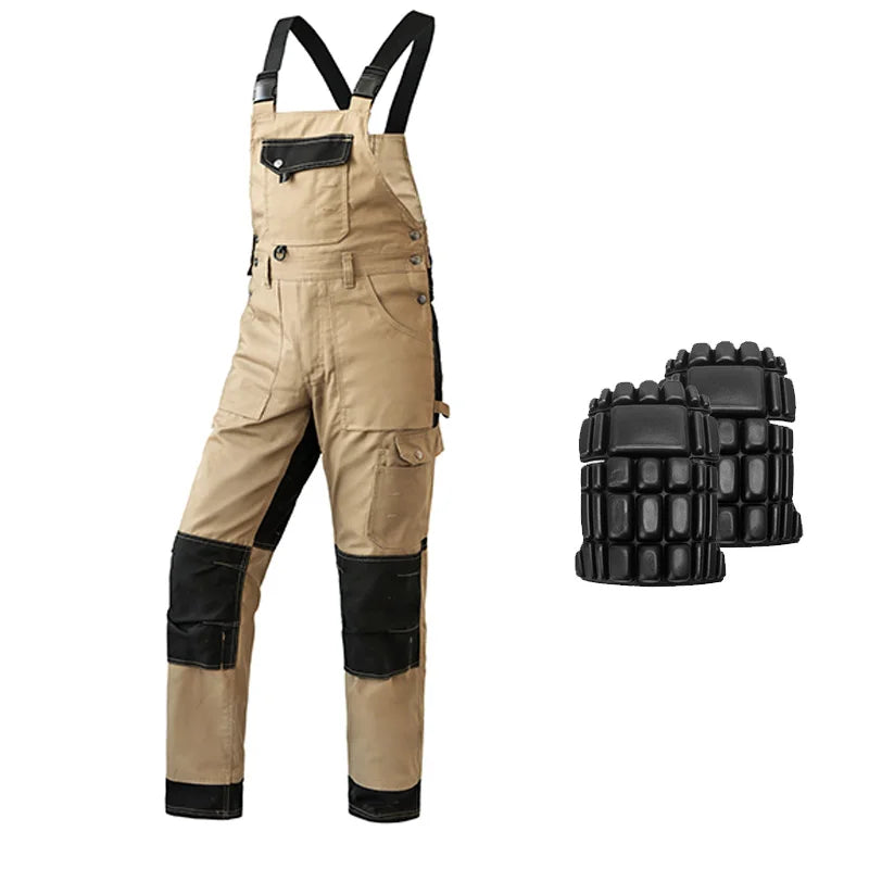 Saviig Cotton Khaki Work Jacket & Trousers: Multi-pocket, Wear-Resistant, Men's Workwear
