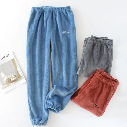 Saviig Flannel Fleece Winter Couple Pants - Warm Home Pajama Bottoms