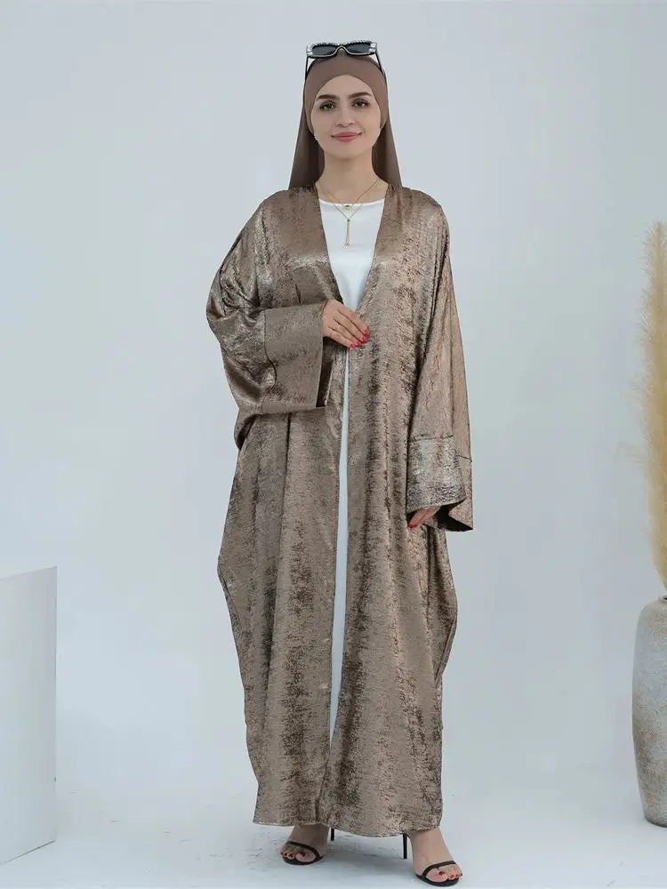 Saviig Ramadan Eid Luxury Satin Kimono Abaya for Women