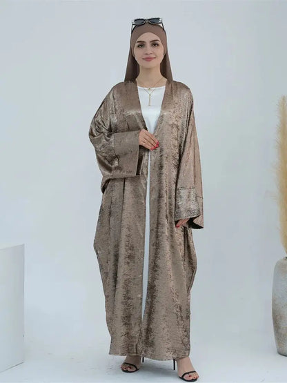 Saviig Ramadan Eid Luxury Satin Kimono Abaya for Women