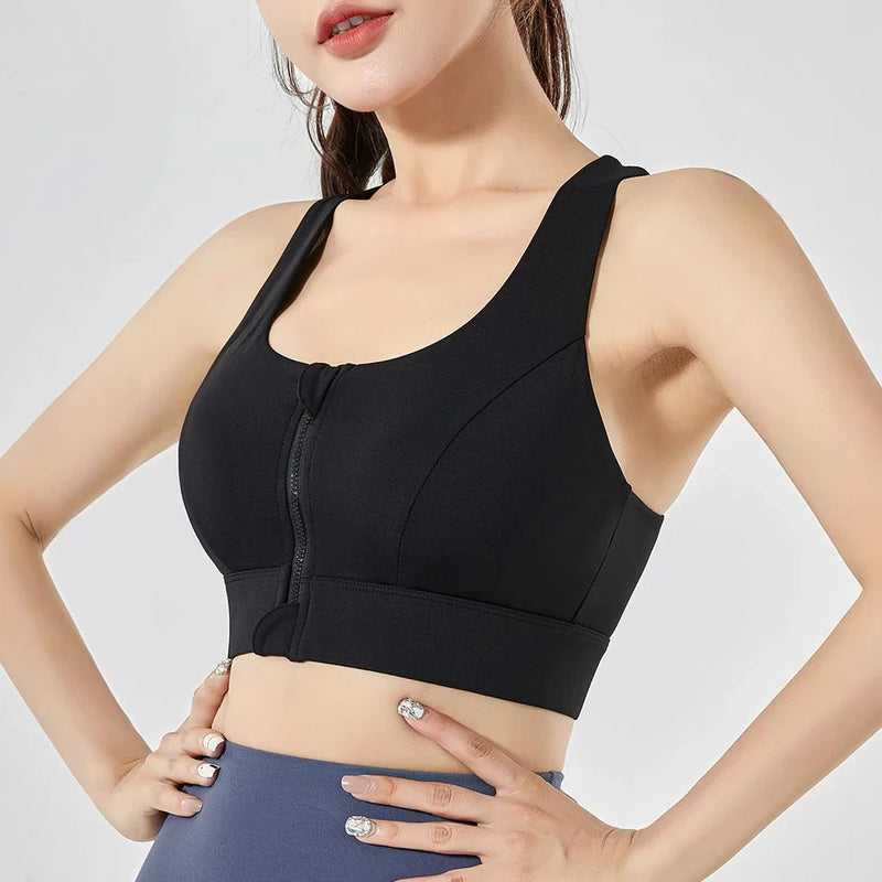 Saviig Front Zip Plus Size Sports Bra for High Impact Workouts