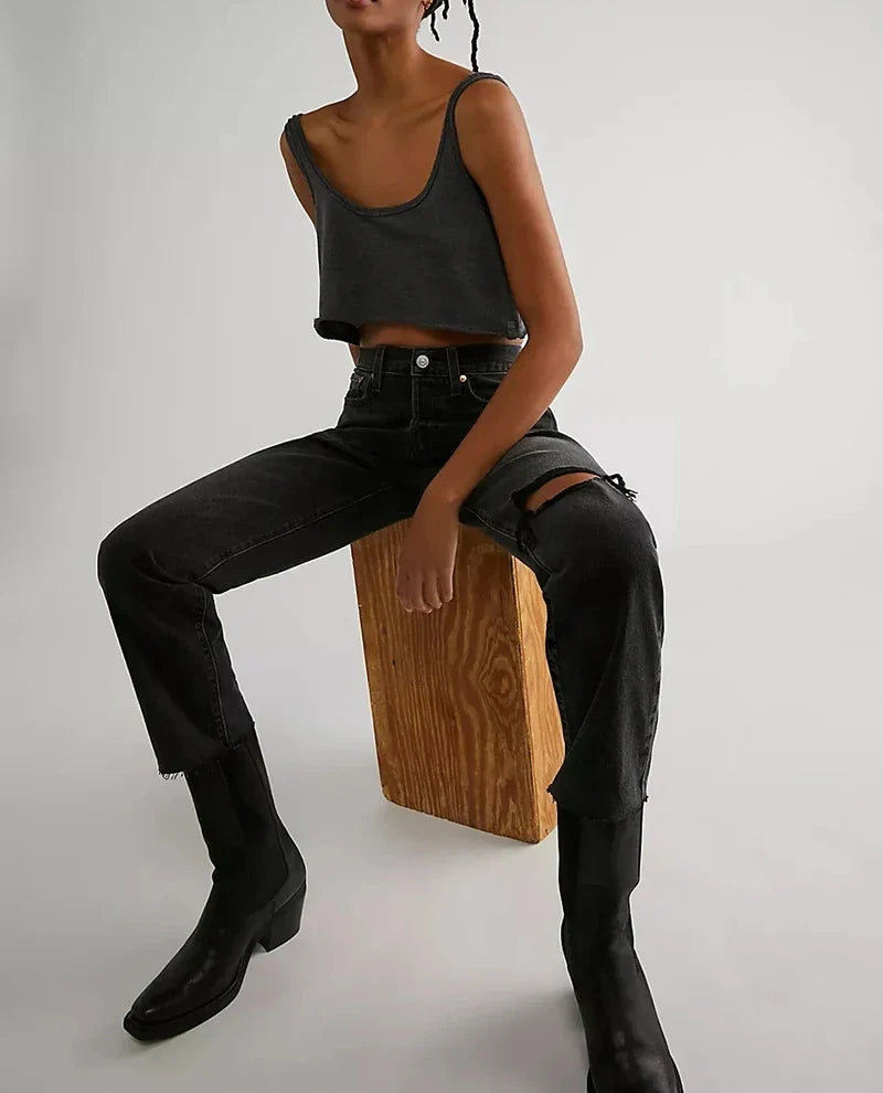 Saviig Backless Cotton Crop Top for Women - Summer 2025 Fashion