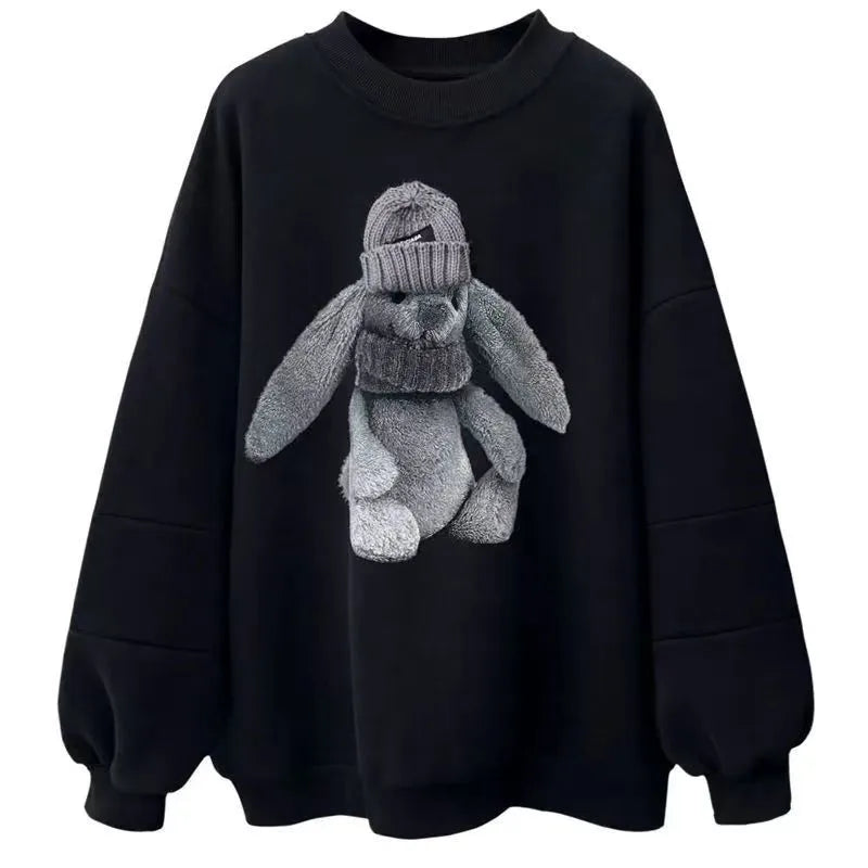 Saviig Cartoon Rabbit Print Sweatshirt Women's Casual Hoodie