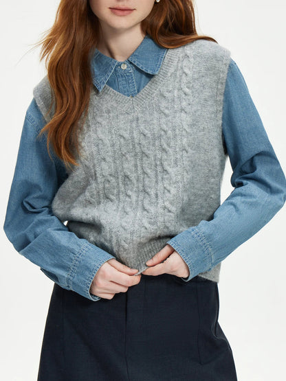 Saviig Autumn Winter Knitted Vest - 2024 New Design V-neck Sleeveless Casual Vest