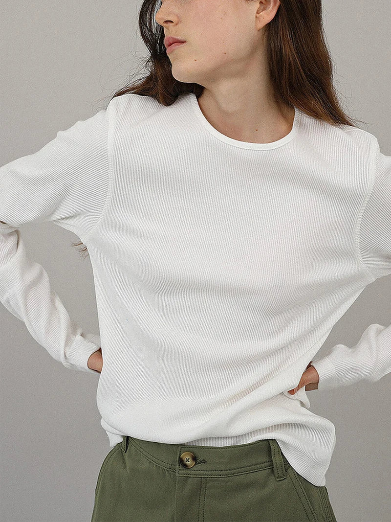 Saviig Solid Long Sleeve Cotton Tshirt for Women
