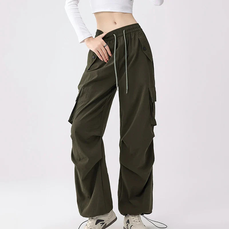 Saviig Cargo Pants Women 2025 | Trendy Elastic Waist Wide Leg Sporty Hiking Pants