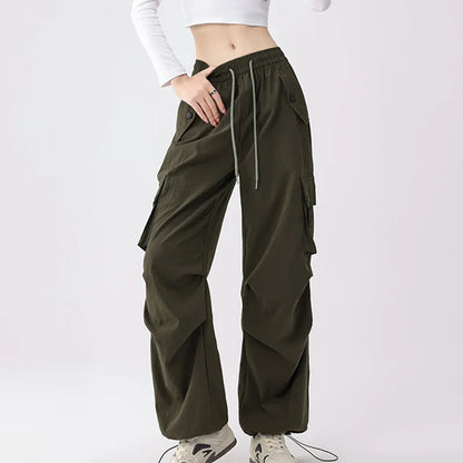 Saviig Cargo Pants Women 2025 | Trendy Elastic Waist Wide Leg Sporty Hiking Pants