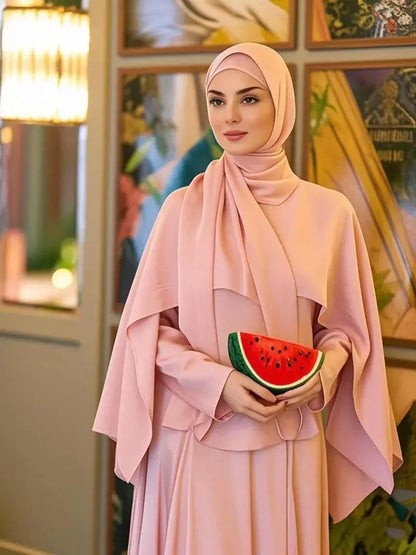 Saviig Dubai 2-Piece Abaya Set for Women, Modest Muslim Prayer Shawl Dress
