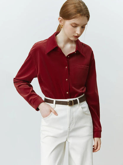 Saviig Velvet Warm Top: French Chic 2022 Winter Elegant Office Lady Shirt