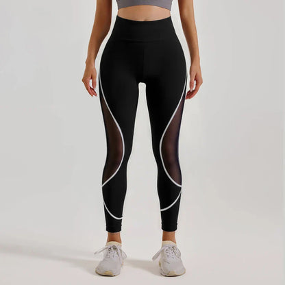 Saviig Color Block Mesh High Waisted Gym Leggings for Women