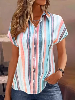 Saviig Striped Shirt: Women's Retro Casual Summer Top