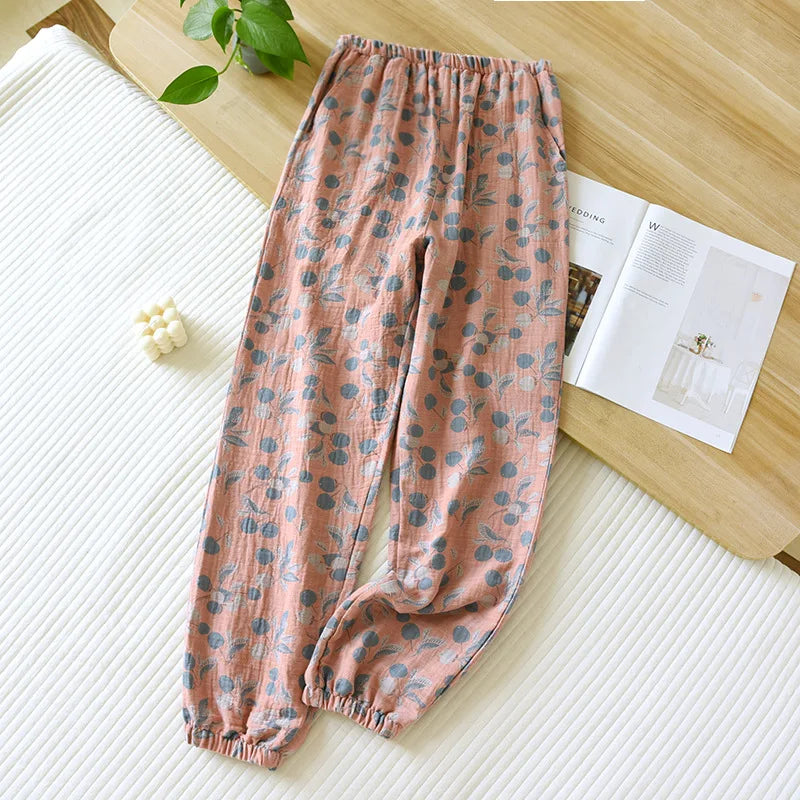 Saviig Cotton Jacquard Flower Print Sleep Pants