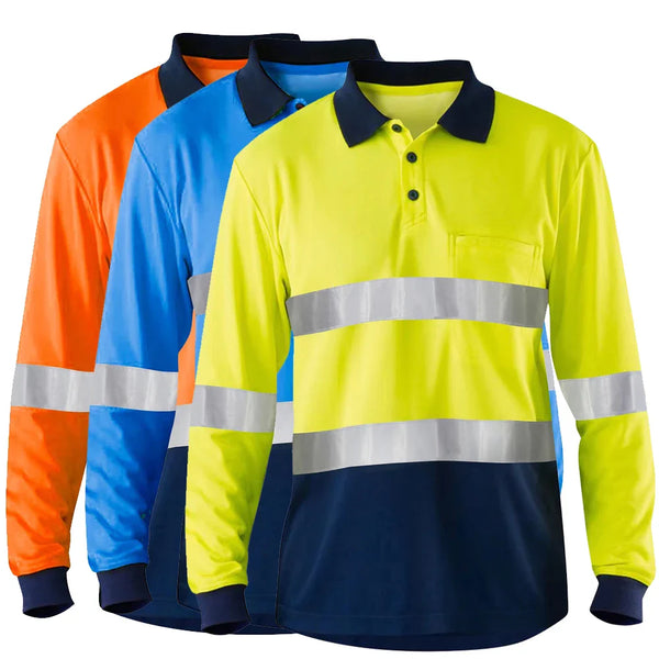 Saviig Hi Vis Two Tone Long Sleeve Safety Shirts with Reflective Tape