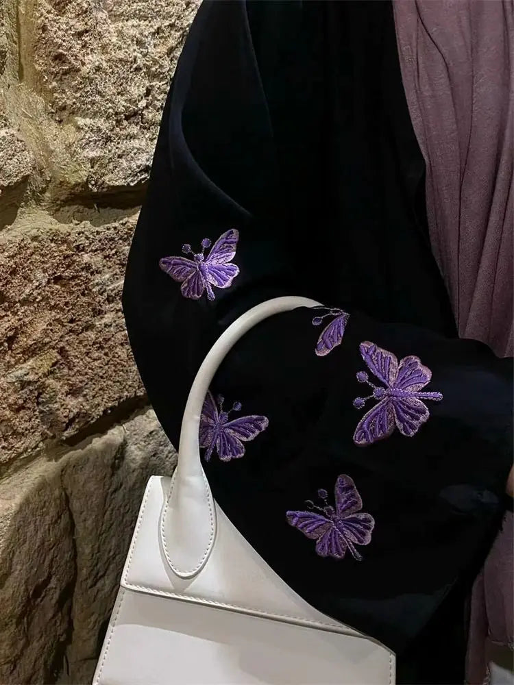 Saviig Butterfly Moon Heart Modest Kimono Abaya for Women