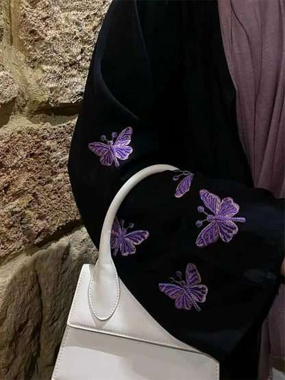 Saviig Butterfly Moon Heart Modest Kimono Abaya for Women