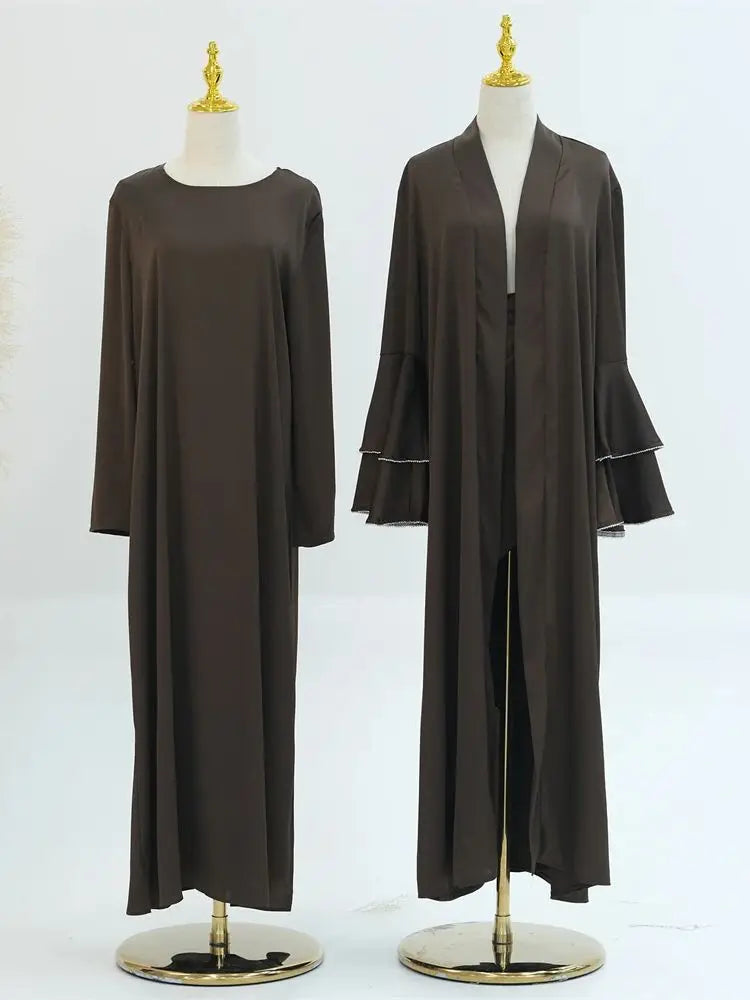 Saviig Ramadan Eid Abaya Set with Hijab & Kimono for Muslim Women