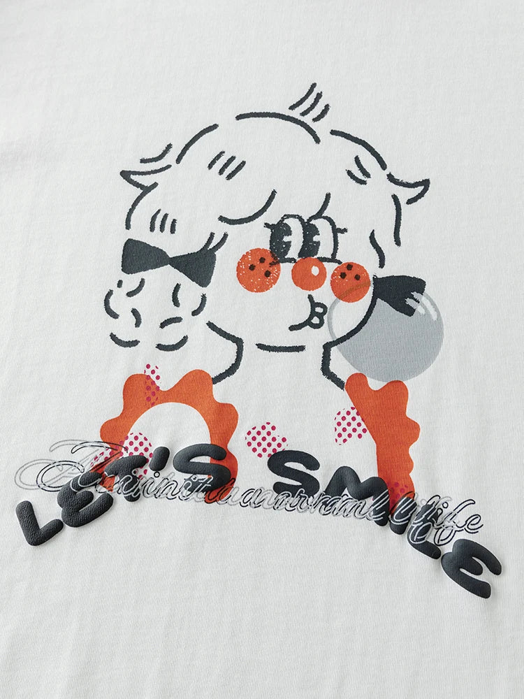 Saviig American Retro Loose Cotton Printed Short-sleeve T-shirt Women Summer Casual Tops