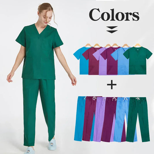 Saviig Cotton Nursing Scrubs Set - Hospital Medical Workwear