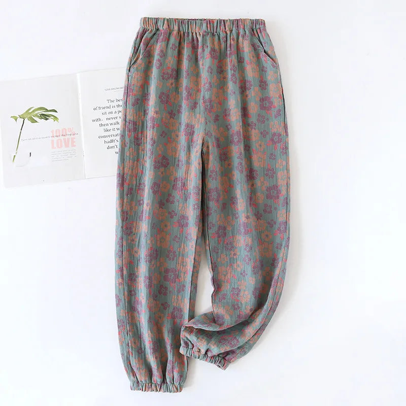 Saviig Cotton Jacquard Flower Print Sleep Pants