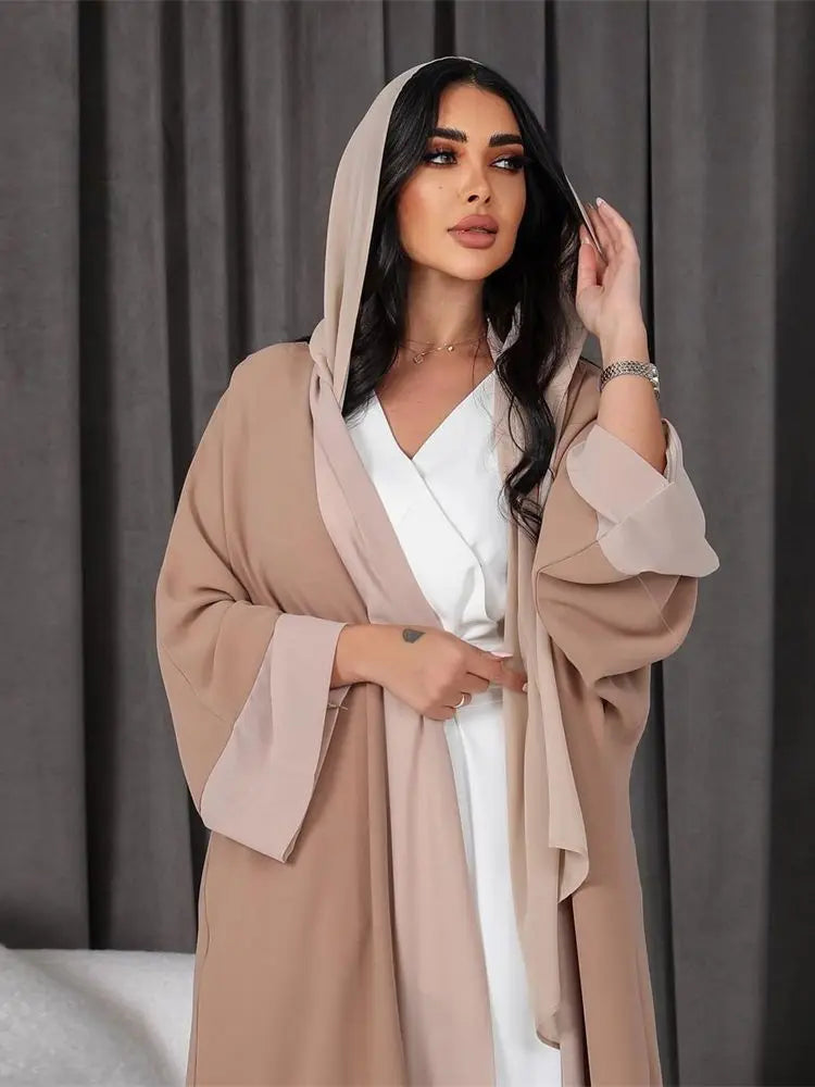 Saviig Ramadan White Muslim Kimono Abaya for Women, Long Robe Kaftans
