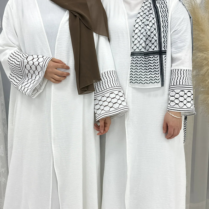 Saviig Eid Embroidered Kimono Cardigan Abaya for Muslim Women